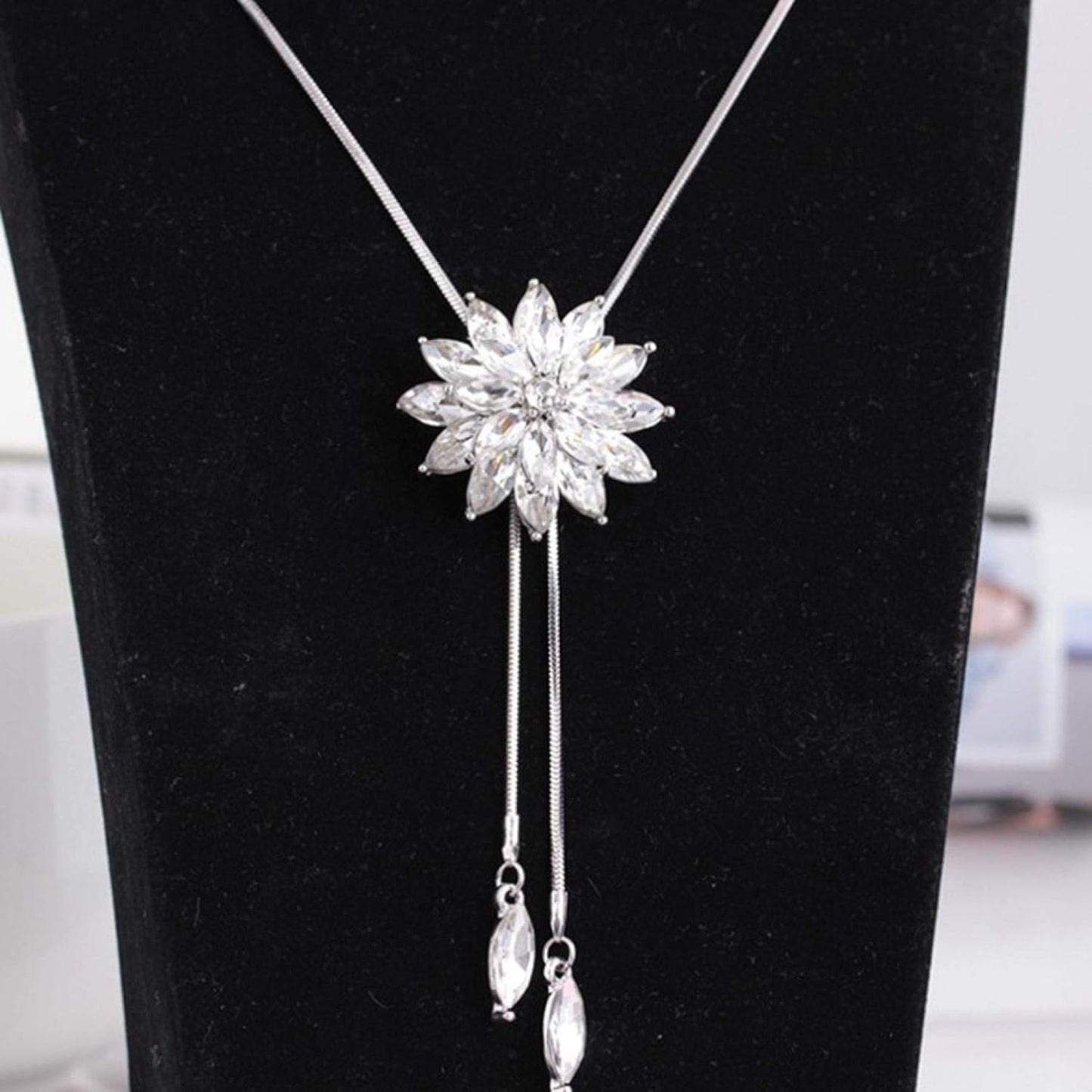 Clearance Deals Fahion Women Charm Bridal Engagement Crystal Rhinestone Snowflake Pendant Necklace Jewelry Gift by (C)