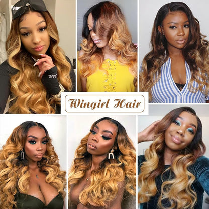 10A Ombre Human Hair Bundles 100% Unprocessed Virgin Human Hair Extensions 3 Tone 1B 4 27 Color Ombre Brazilian Body Wave Hair Bundles for Women