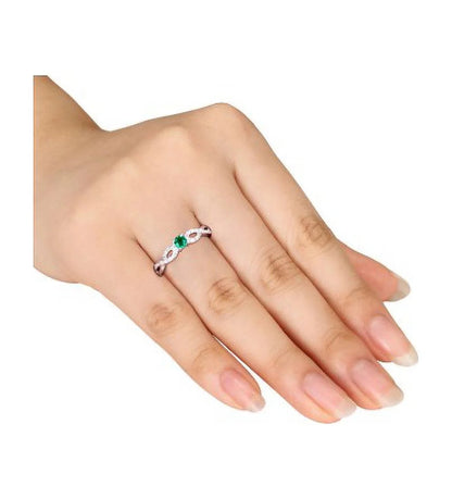 Women'S 1/10 CT Created Emerald 1/10 CT T.W. Diamond Sterling Silver Infinity Symbol Ring