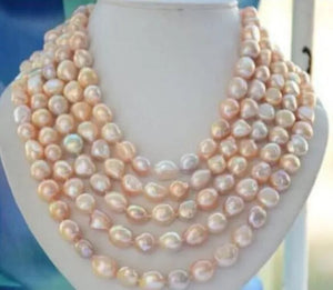 12mm natural Australian south sea gold pink pearl necklace 100incH