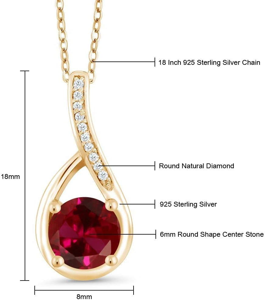 6MM round Gemstone Birthstone and White Diamond Necklace | 925 Sterling Silver | Infinity Pendant Necklace for Women | with 18 Inch Chain