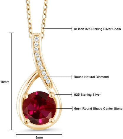 6MM round Gemstone Birthstone and White Diamond Necklace | 925 Sterling Silver | Infinity Pendant Necklace for Women | with 18 Inch Chain