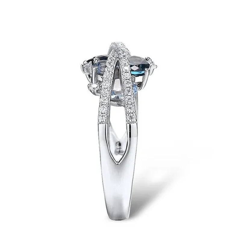 Trendy Luxury Rings for Women Shimmering Blue Spinel with Zircon Rings Romantic Valentine's Day Birthday Gift Bridal Wedding Party Anniversary Gift Fine Jewelry