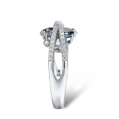 Trendy Luxury Rings for Women Shimmering Blue Spinel with Zircon Rings Romantic Valentine's Day Birthday Gift Bridal Wedding Party Anniversary Gift Fine Jewelry