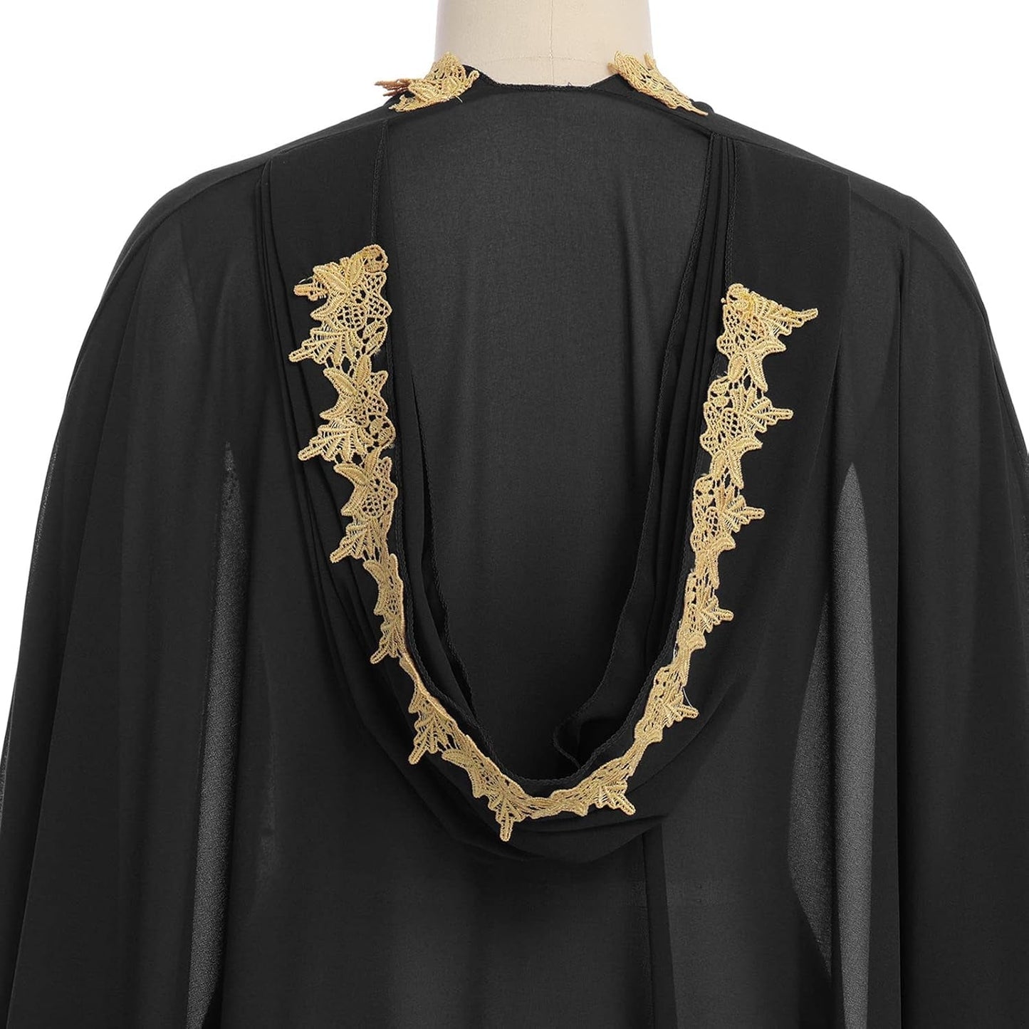 Muslim Dress for Women Loose Batwing Sleeved Hooded Beaded Embroidery Long Abaya Dress Kaftan Abayas Islamic Robe