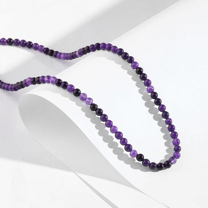 Amethyst Necklace for Women 4Mm Handmade Amethyst Beaded Necklace Crystal Choker Necklace February Birthstone Necklace Natural Stone Necklace Amethyst Jewelry Gifts for Women