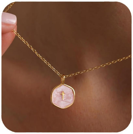Small Cross Necklace for Women, Dainty 14K Gold Plated Cross Pendant Necklace, Everyday Simple Cross Charm Choker Minimalist Religious Jewelry Cute Trendy Gifts - WORLD TIME VISITS