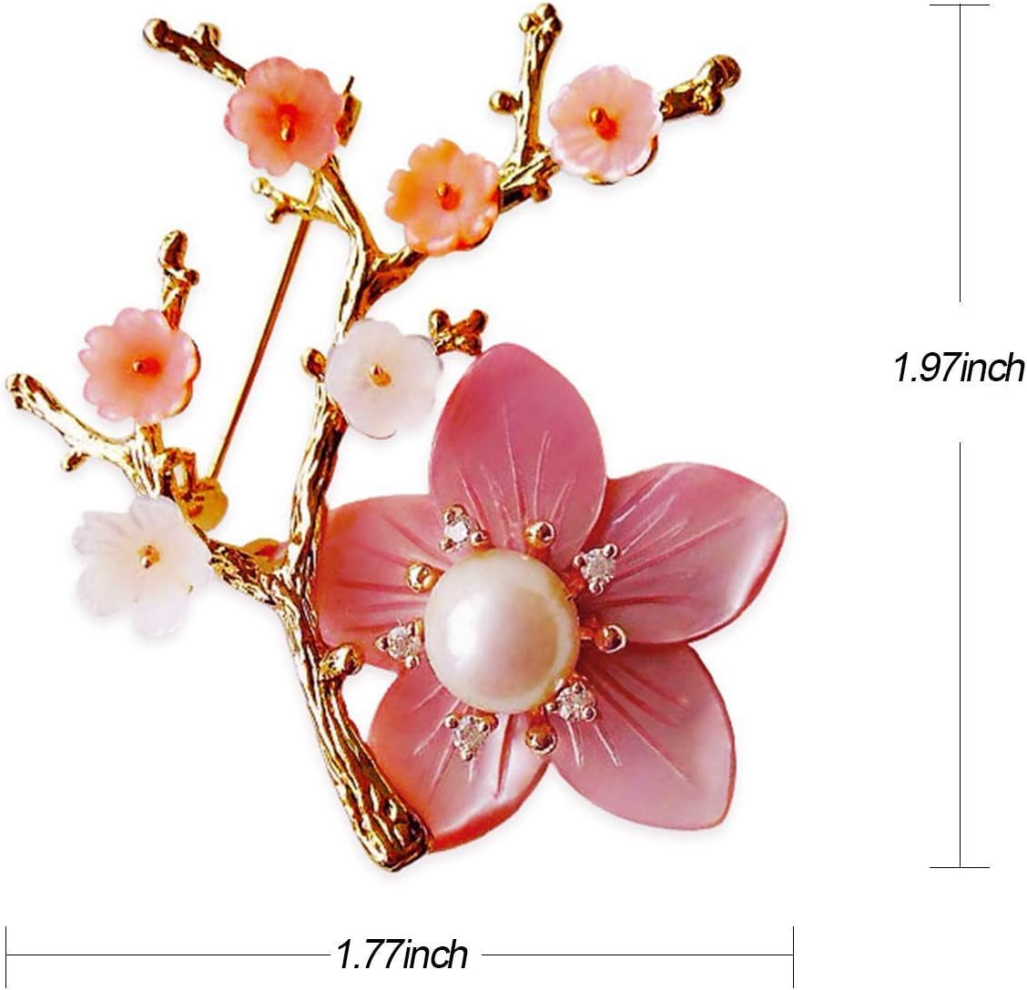 Brooches for Women with Crystal, Pink Flower, Rhinestone Brooches Pins Elegant Jewelry Blossom Fashionable Gifts Ladies Bouquet Brooches Pin for Birthday, Party, New Year, Wedding