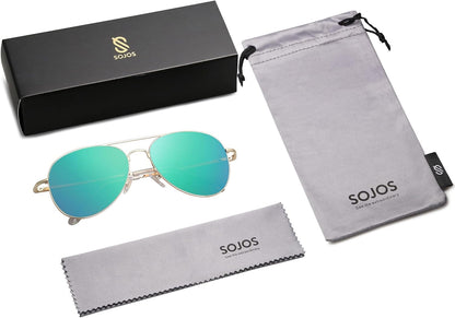Classic Aviator Sunglasses for Women Men Metal Spring Hinges SJ1030