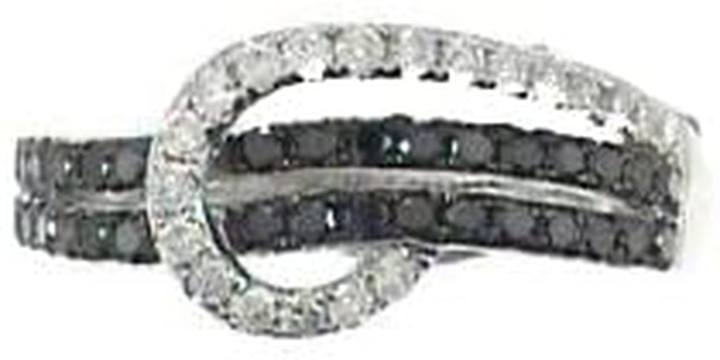 10K White Gold Natural Black & White Diamond Ring for Women | Ethically, Authentically & Organically Sourced Hand - Crafted Jewellry for Her | Diamond Ring for Women. - WORLD TIME VISITS