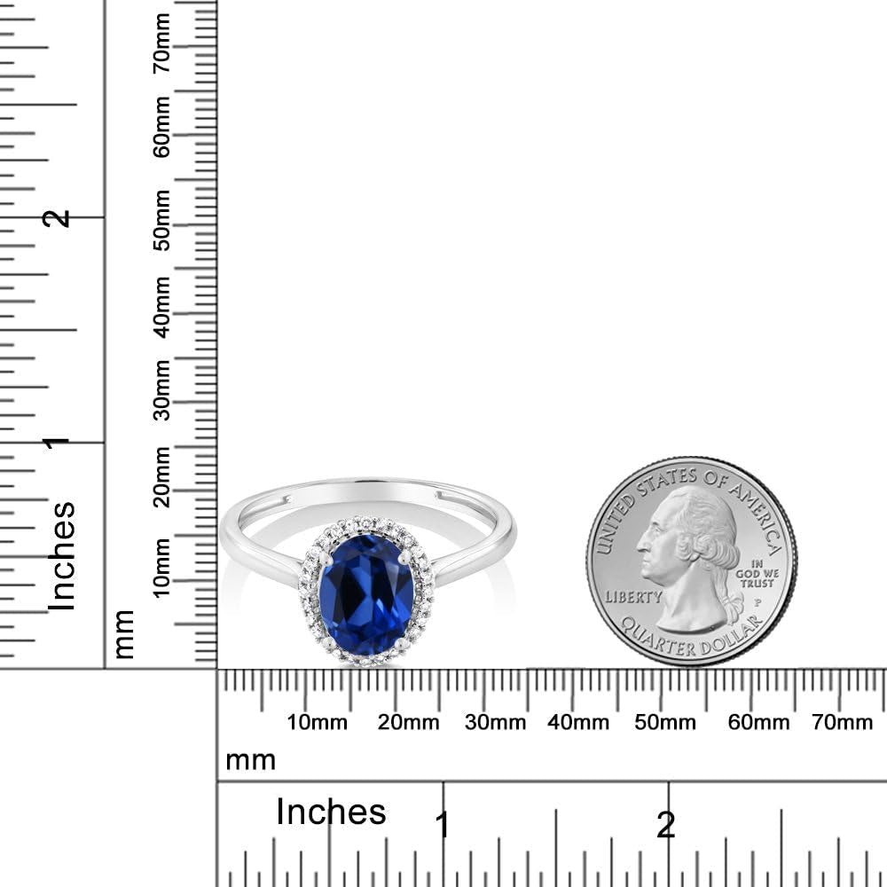10K White Gold Oval Gemstone Birthstone and White Diamond Halo Engagement Ring | Oval 8X6MM | Wedding Anniversary Promise White Gold Ring for Women