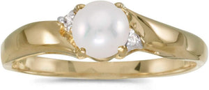 10K Yellow Gold Freshwater Cultured Pearl and Diamond Ring