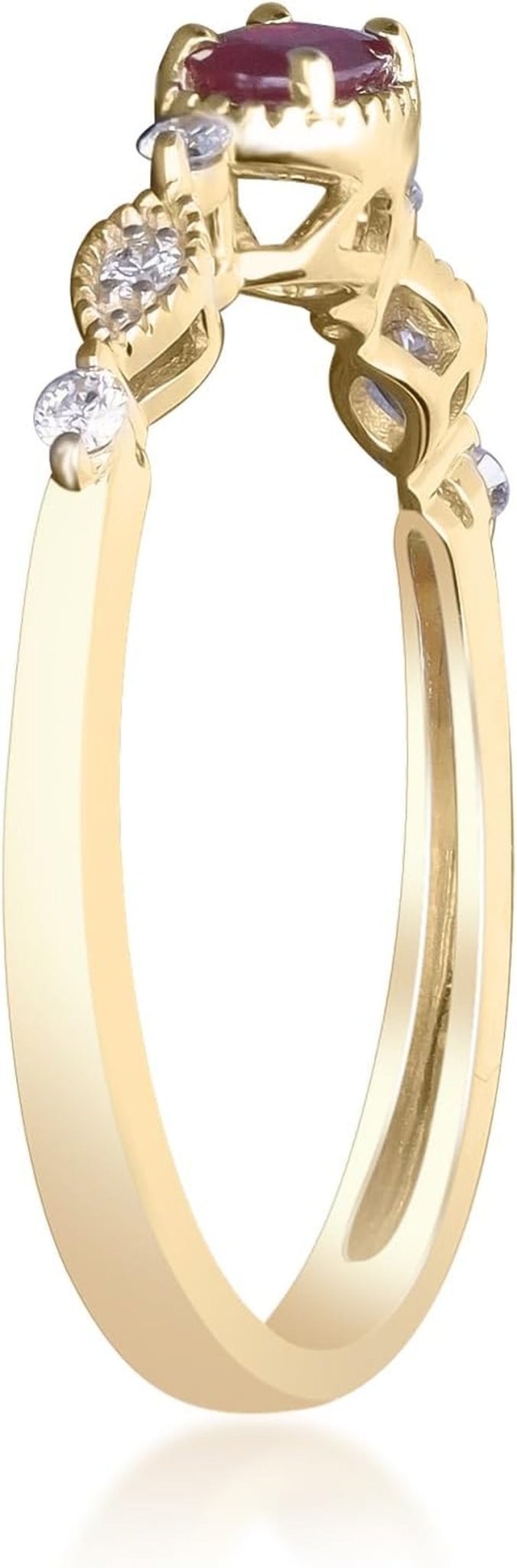 10K Yellow Gold Mozambique Genuine Ruby Ring with Diamonds for Women | Ethically, Authentically & Organically Sourced (Oval) Shaped Ruby Hand - Crafted Jewelry for Her | Ruby Ring for Women - WORLD TIME VISITS