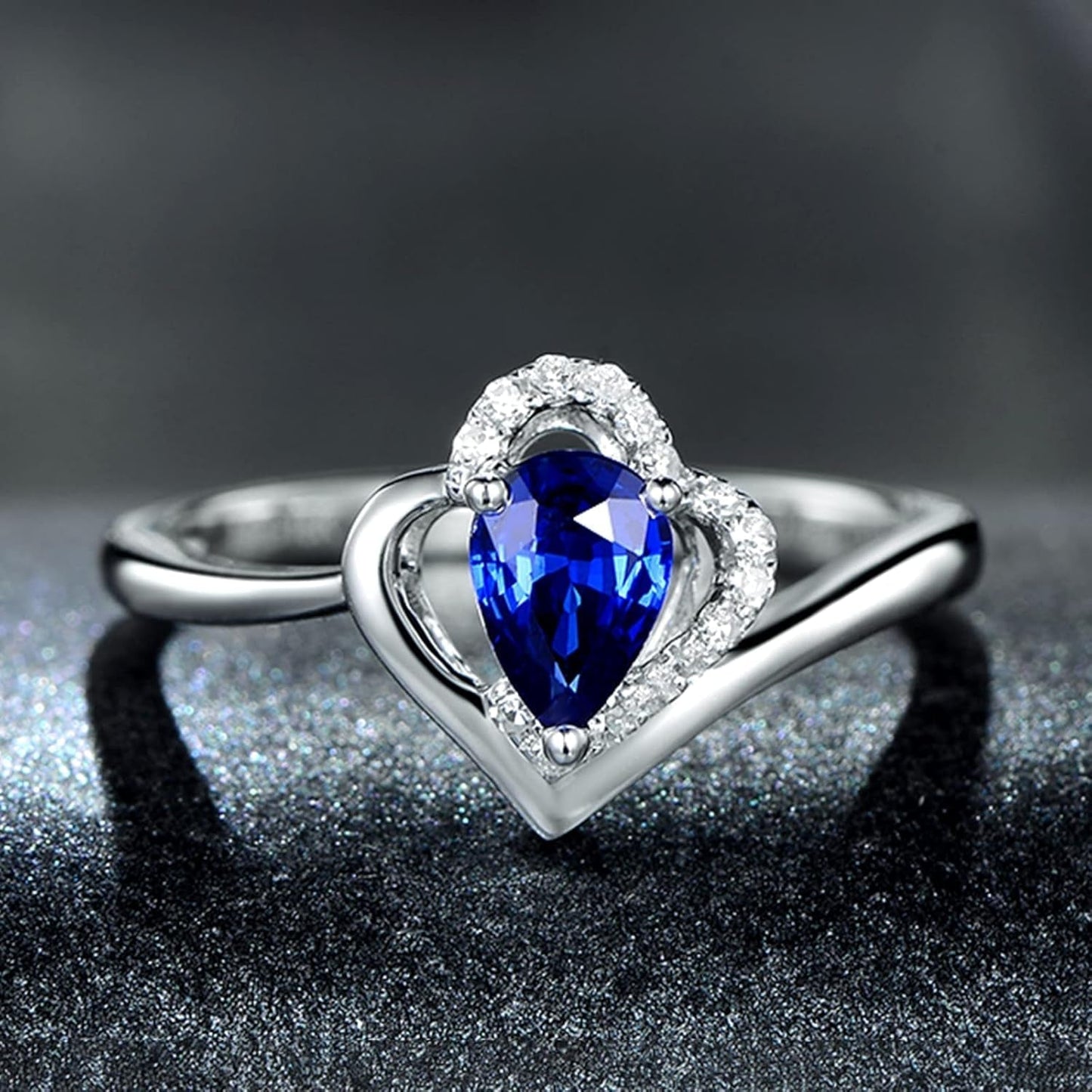 10K/14K/18K Gold Created Sapphire Teardrop Pear Cut Engagement Rings for Women Jewelry Gifts for Her - WORLD TIME VISITS