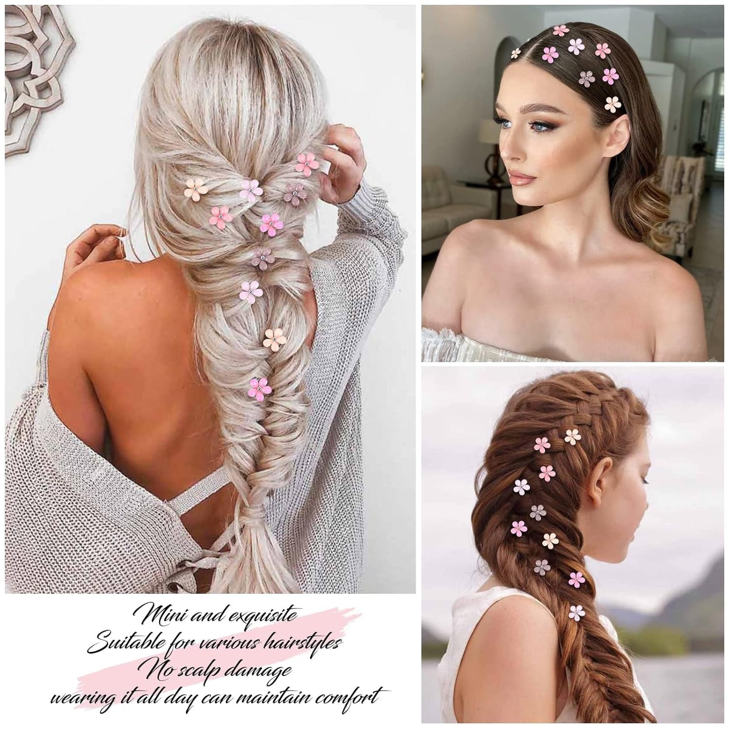 10Pcs Crystal-Adorned Mini Hair Barrettes and Sparkling Metal Side Clips for Girls and Women - Cute Pink Hair Accessories
