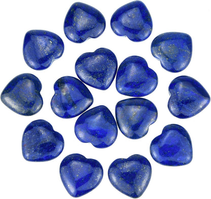 15 Packs 0.8 Inch Healing Crystal Natural Lapis Lazuli Heart Love Carved Palm Worry Stone Chakra Reiki Balancing