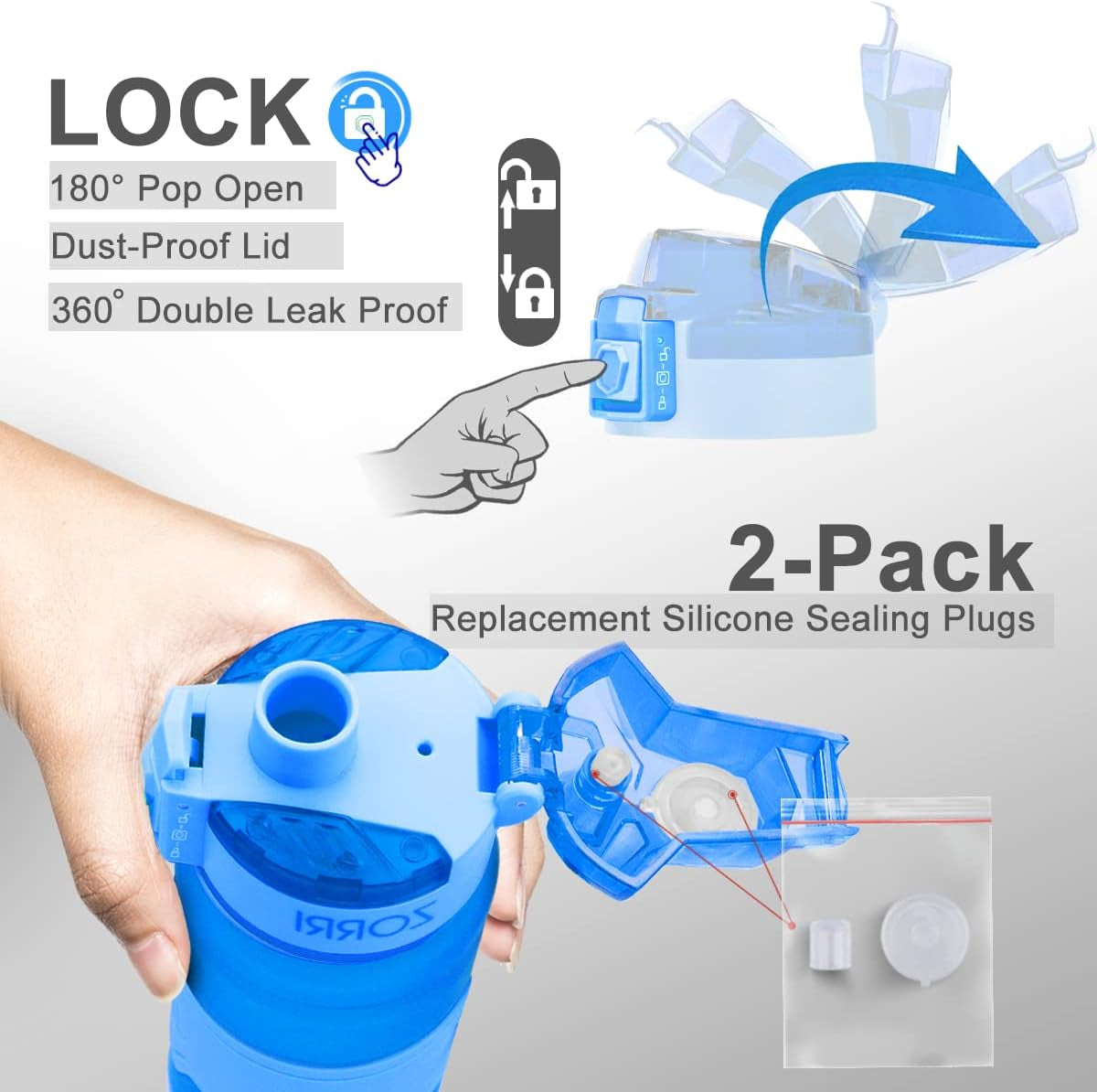 Sports Water Bottle, 400/500/700Ml/1L, BPA Free Leak Proof Tritan Lightweight Bottles for Outdoors,Camping,Cycling,Fitness,Gym,Yoga- Kids/Adults Drink Bottles with Filter, Lockable Pop Open Lid