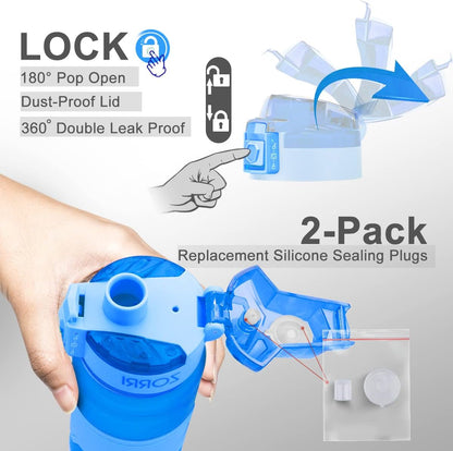 Sports Water Bottle, 400/500/700Ml/1L, BPA Free Leak Proof Tritan Lightweight Bottles for Outdoors,Camping,Cycling,Fitness,Gym,Yoga- Kids/Adults Drink Bottles with Filter, Lockable Pop Open Lid