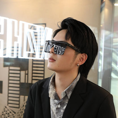Oversized Sunglasses Mens Womens Flat Top Square Trendy Visor Shades UV400 B2470