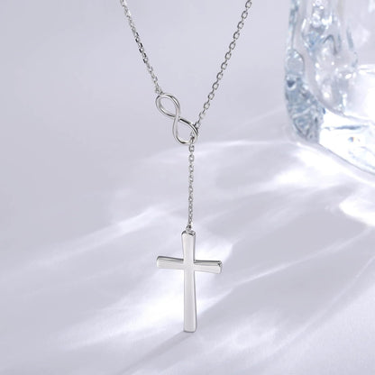 925 Sterling Silver Faith Hope Love Infinity Cross Pendant Necklace for Women Christian Birthday Christmas Jewelry