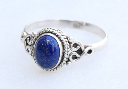 Lapis Lazuli Stone Ring 925 Sterling Silver Statement Ring for Women Handmade Rings Gemstone Christmas Promise Ring Size US 9 Gift for Her