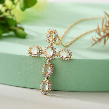 Gold Cross Necklace for Women - Handmade CZ Dainty Faith Pendant Necklace, 18K Plated Hypoallergenic Jewelry Gifts