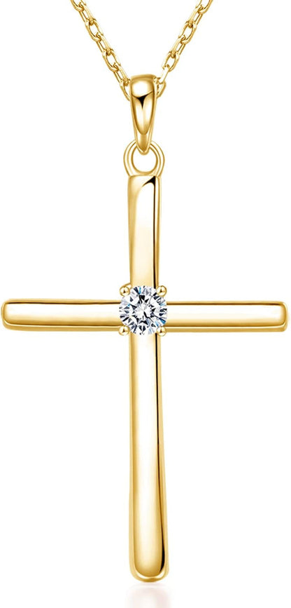 Cross Necklace for Women, Exquisite Gemstone, 18K Gold Necklace for Women, Gold, Cubic Zirconia - WORLD TIME VISITS