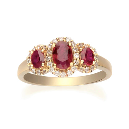 Gin & Grace 10KT YG Genuine Ruby and Diamond Accent Ring