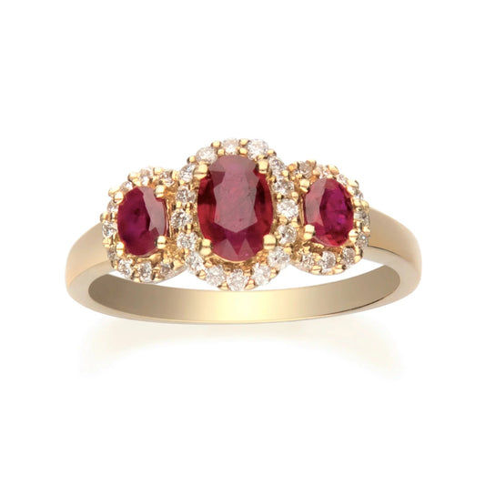 Gin & Grace 10KT YG Genuine Ruby and Diamond Accent Ring