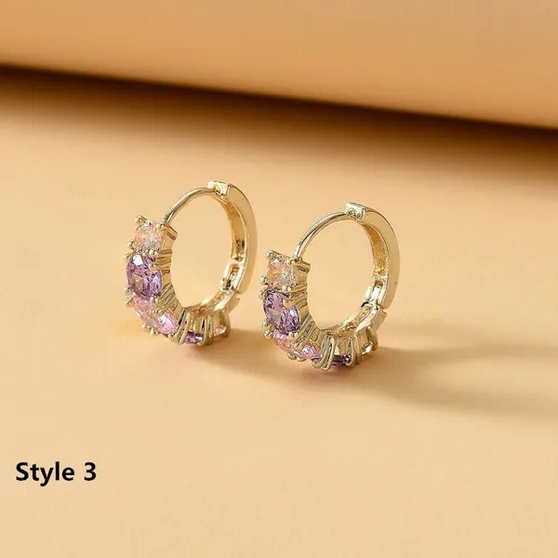 2022 New Exquisite FashionPurple Oval Crystal Earrings Charm Round Amethyst Diamond Hoop Earrings Romantic Valentine's Day Gift Engagement Earrings Wedding Earrings Anniversary Women's Jewelry