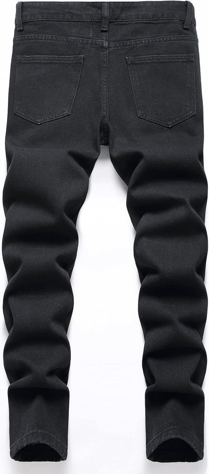 Boy'S Skinny Fit Ripped Destroyed Distressed Stretch Slim Jeans Pants