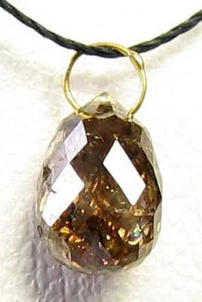 1.19 Cts Champagne Diamond Briolette 18K Pendant | 8X5X3Mm | 1 Diamond |