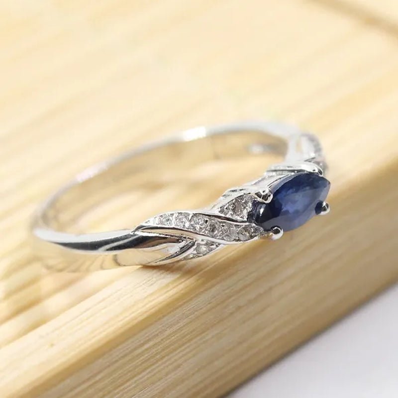 Hotsale natural sapphire ring 3*6mm natural sapphire gemstone silver ring solid 925 silver sapphire ring from Chinese sapphire mine