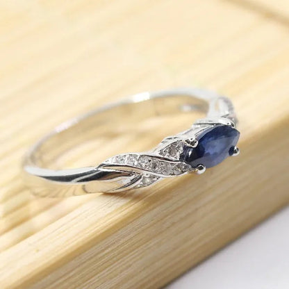 Hotsale natural sapphire ring 3*6mm natural sapphire gemstone silver ring solid 925 silver sapphire ring from Chinese sapphire mine