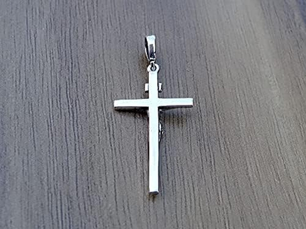 Cross Sterling Silver 925 Solid Pendant INRI Crucifix Jesus Christ Religious Unisex Jewelry