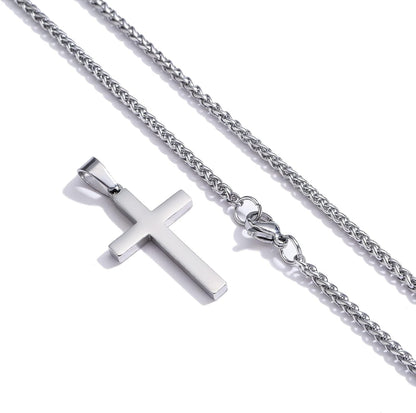Cross Necklace for Men Boys Women 16-24 Inches Stainless Steel Cross Pendant Chain Religious Gift