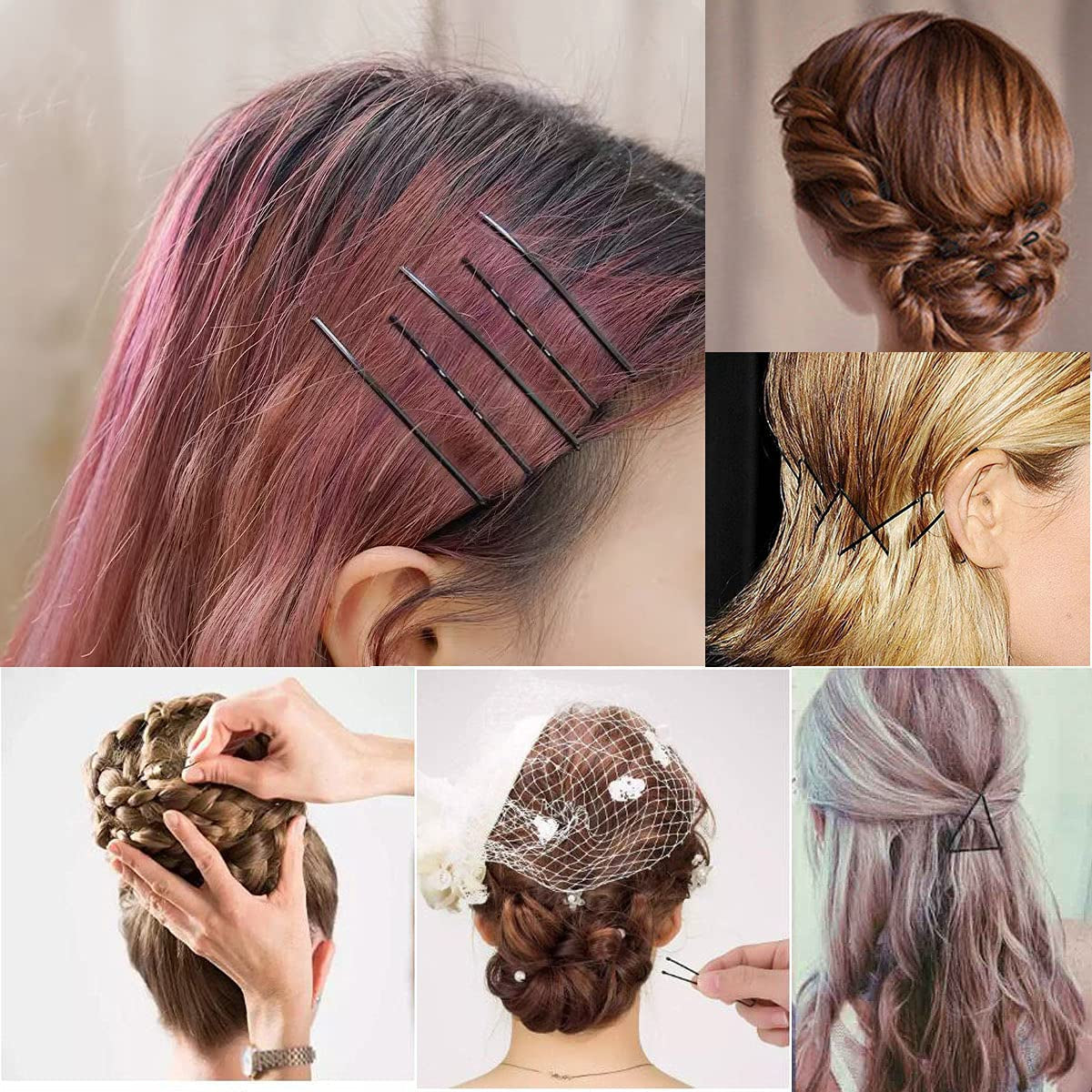 Bobby Pins, 200Count Black Hair Pins Hairpins with Box for Women Lady Girls Kids Hair Pin Invisible Wave Hairgrip Barrette Hairclip Bulk Hair Accessories (Black,2.2 Inch)