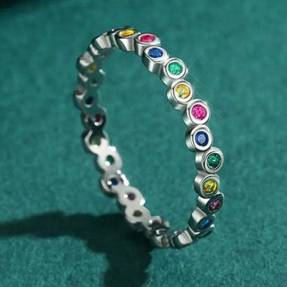 Delicate Fashion Colorfuls Gemstone Rings for Women Bridal Wedding Thin Rings Jewelry