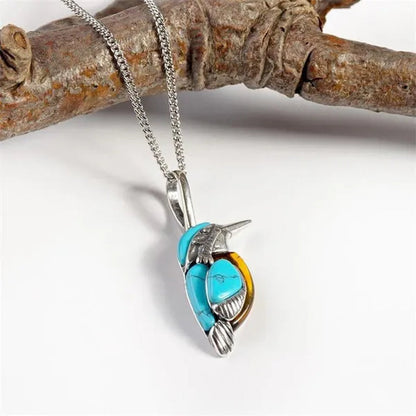 Fashion Exquisite White Turquoise Gemstone Bird Chain Necklaces for Women Personality Birthday Anniversary Gift Wedding Engagement Party Banquet Pendant Necklace