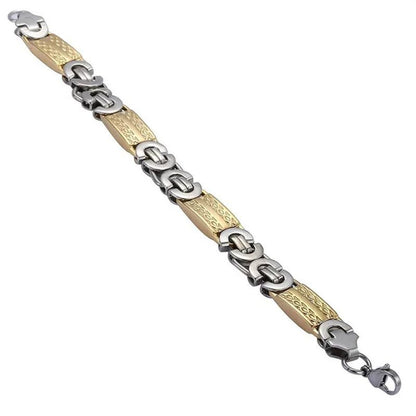 11mm Mens Chain Boys Bracelet Silver Gold Tone Byzantine Link Stainless Steel Bracelet