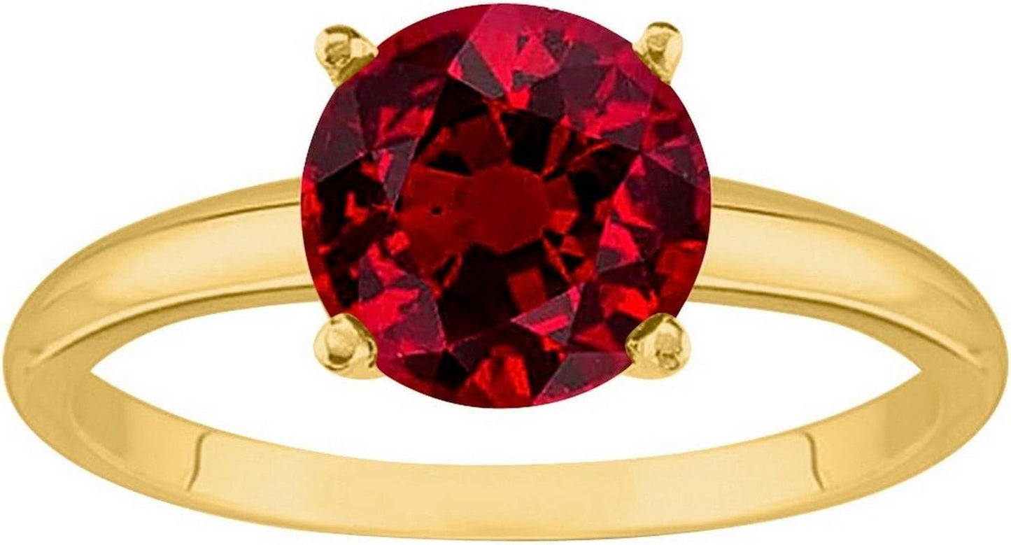 1/2 - 5 Carat 14K Yellow Gold round Ruby 4 Prong Diamond Engagement Ring (AAA Quality) - WORLD TIME VISITS