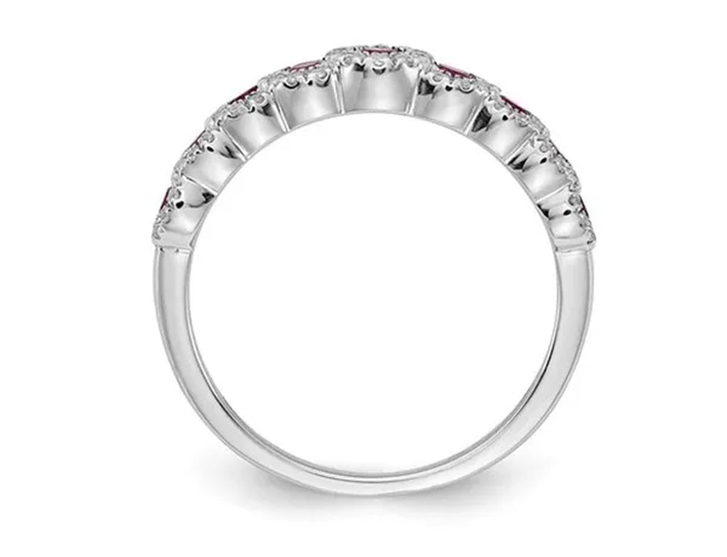 1/2 Carat (ctw) Ruby Ring in 14K White Gold with Diamonds