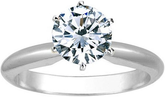 1/2 Carat round Cut Diamond Solitaire Engagement Ring 14K White Gold 6 Prong (J, I2, 0.45 C.T.W) Very Good Cut - WORLD TIME VISITS