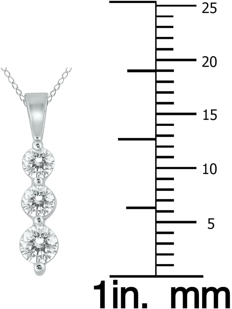 1/2 Carat TW Three Stone Diamond Pendant Available in 10K White and Yellow Gold - WORLD TIME VISITS