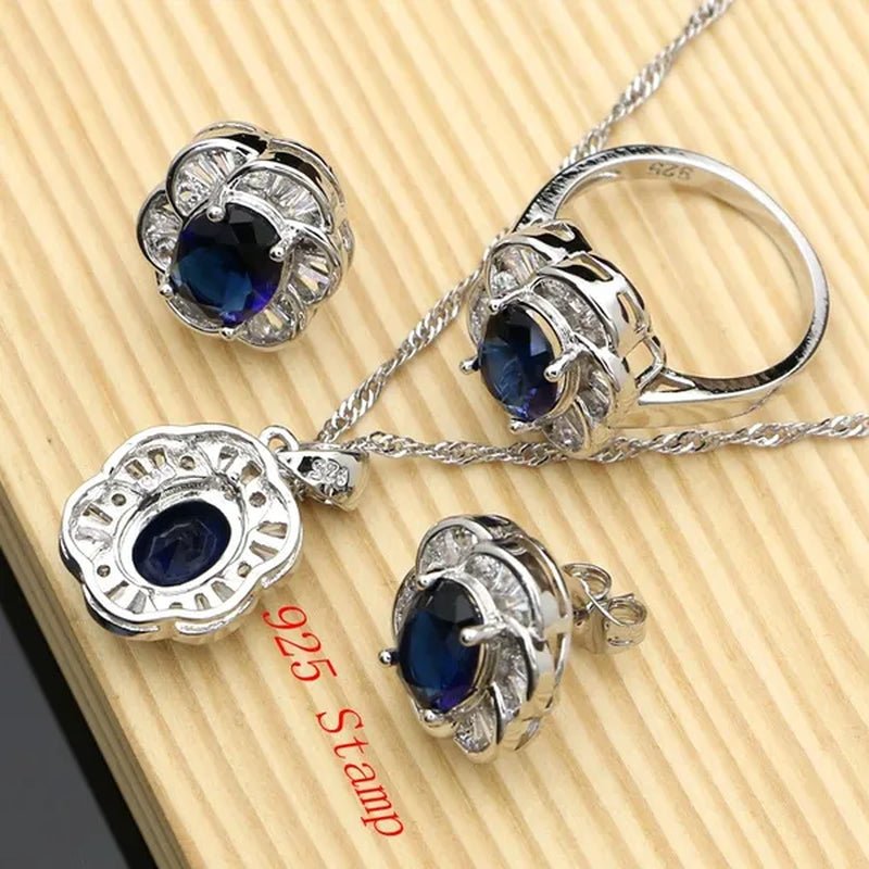 12 Colors Gemstone Jewelry Kits 925 Silver Jewelry Sets Sapphire Amethyst Ruby Emerald Charm for Wedding Women