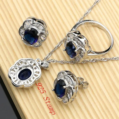 12 Colors Gemstone Jewelry Kits 925 Silver Jewelry Sets Sapphire Amethyst Ruby Emerald Charm for Wedding Women