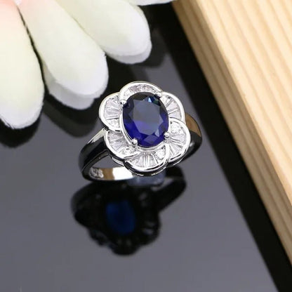 12 Colors Gemstone Jewelry Kits 925 Silver Jewelry Sets Sapphire Amethyst Ruby Emerald Charm for Wedding Women