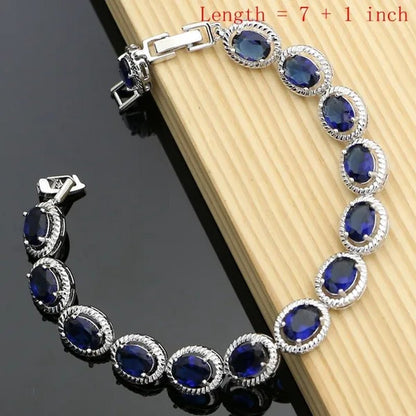 12 Colors Gemstone Jewelry Kits 925 Silver Jewelry Sets Sapphire Amethyst Ruby Emerald Charm for Wedding Women