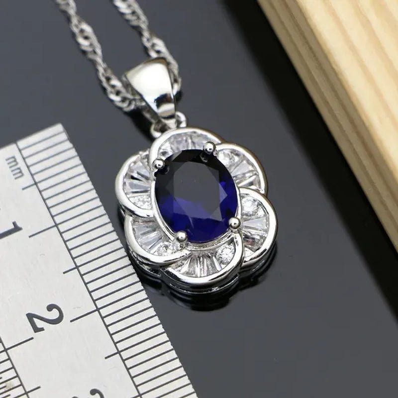 12 Colors Gemstone Jewelry Kits 925 Silver Jewelry Sets Sapphire Amethyst Ruby Emerald Charm for Wedding Women
