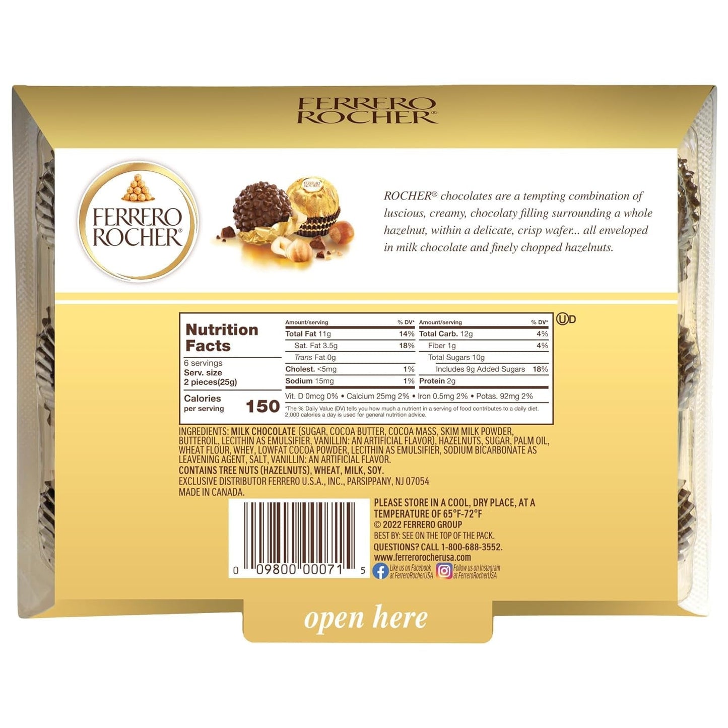 , 12 Count, Premium Milk Chocolate Hazelnut, Chocolates for Gifting, 5.3 Oz